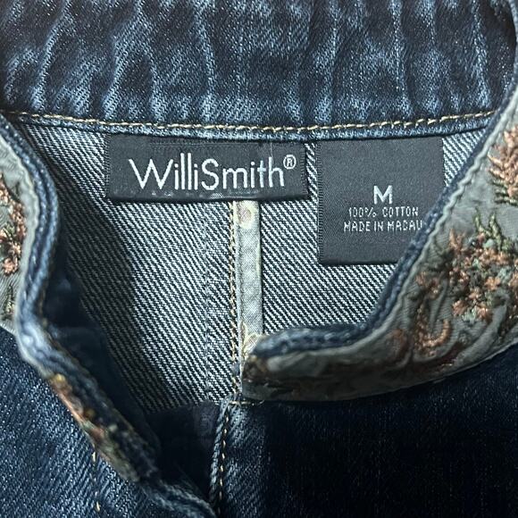 Vintage Willi Smith Cropped Denim Mock Neck Jacket Size Medium - Picture 3 of 7